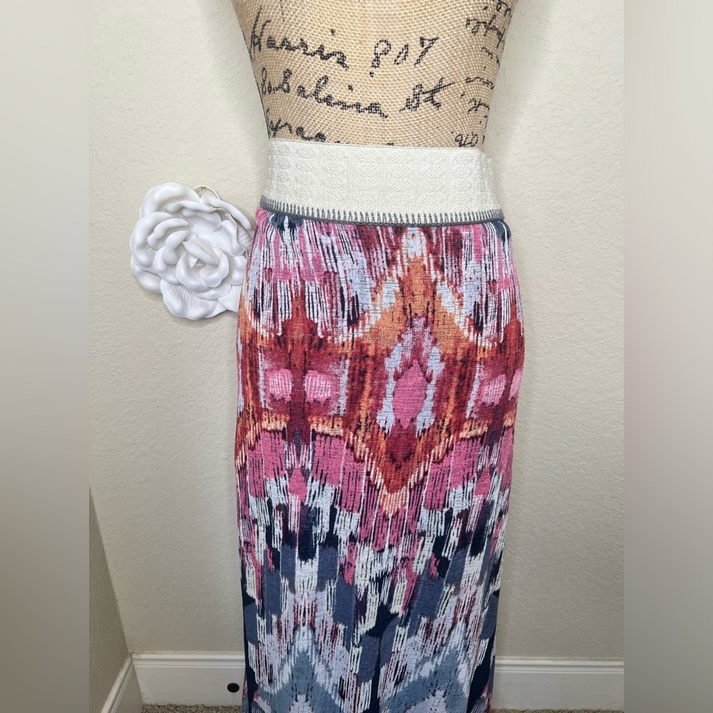 Anthropologie Vanessa Virginia Ikat Textured Pleated Maxi Skirt L - Picture 3 of 16